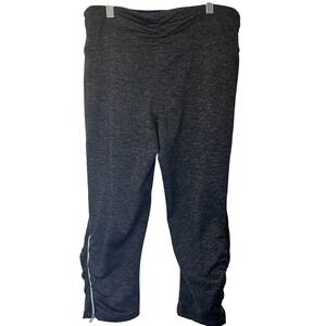Tangerine‎ Capri Athletic Leggings Zipper Legs Heathered Black w/Blue Accents SM